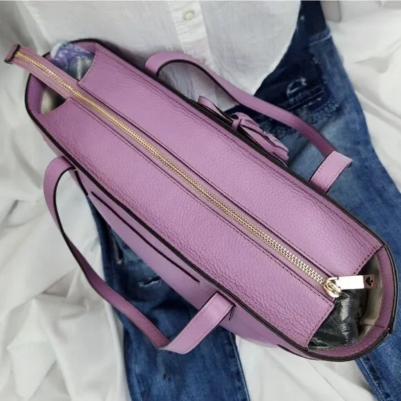 🩵Kate Spade Lavender Valerian "Hayes" Pebbled Leather Tote Purse - Picture 9 of 16